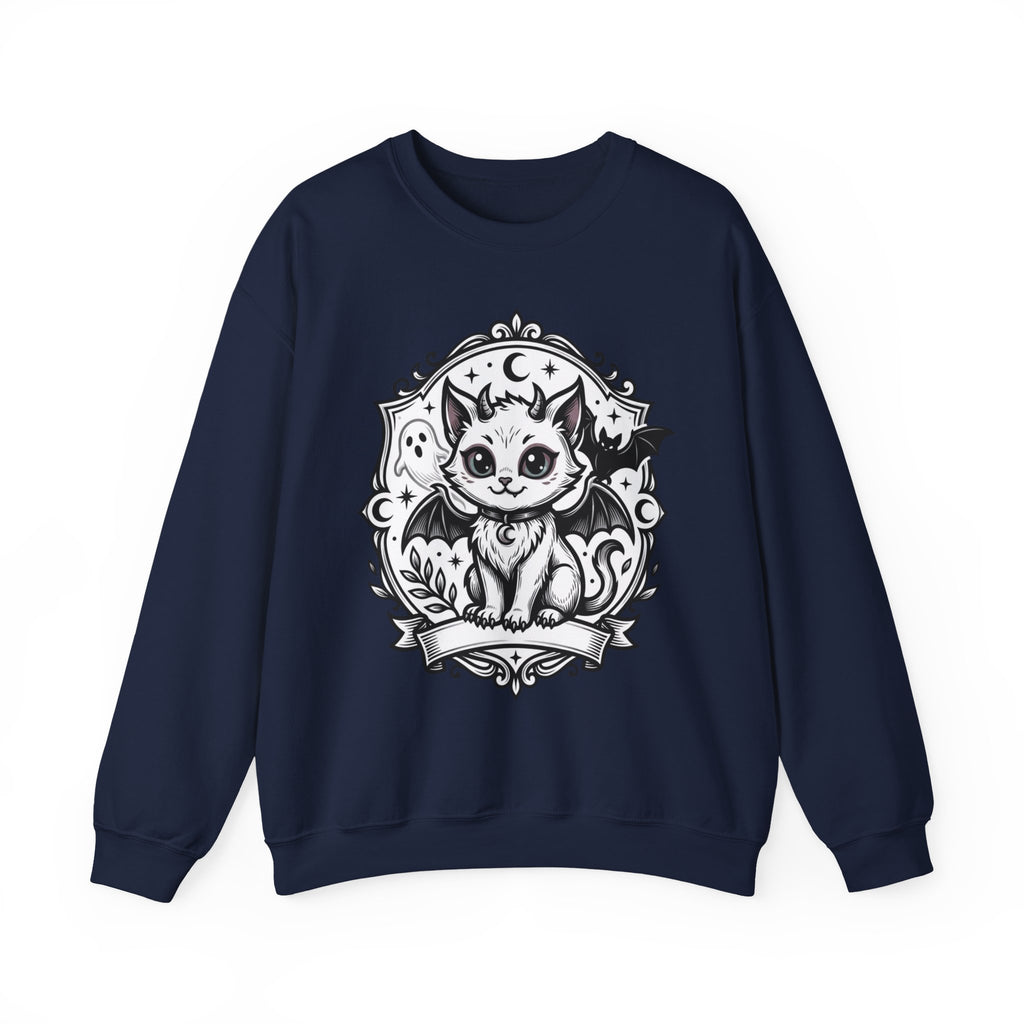 Spooky Cat Bat Crew Neck Sweatshirt