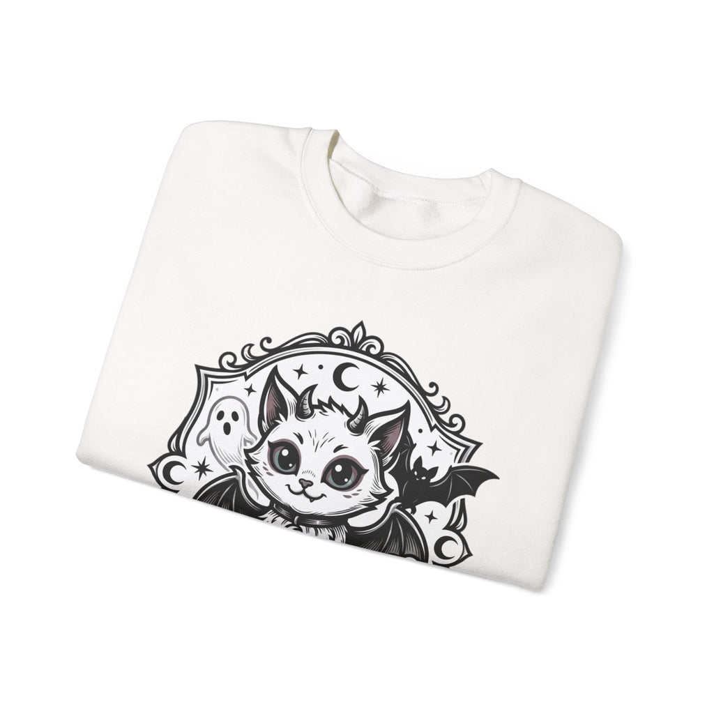 Spooky Cat Bat Crew Neck Sweatshirt