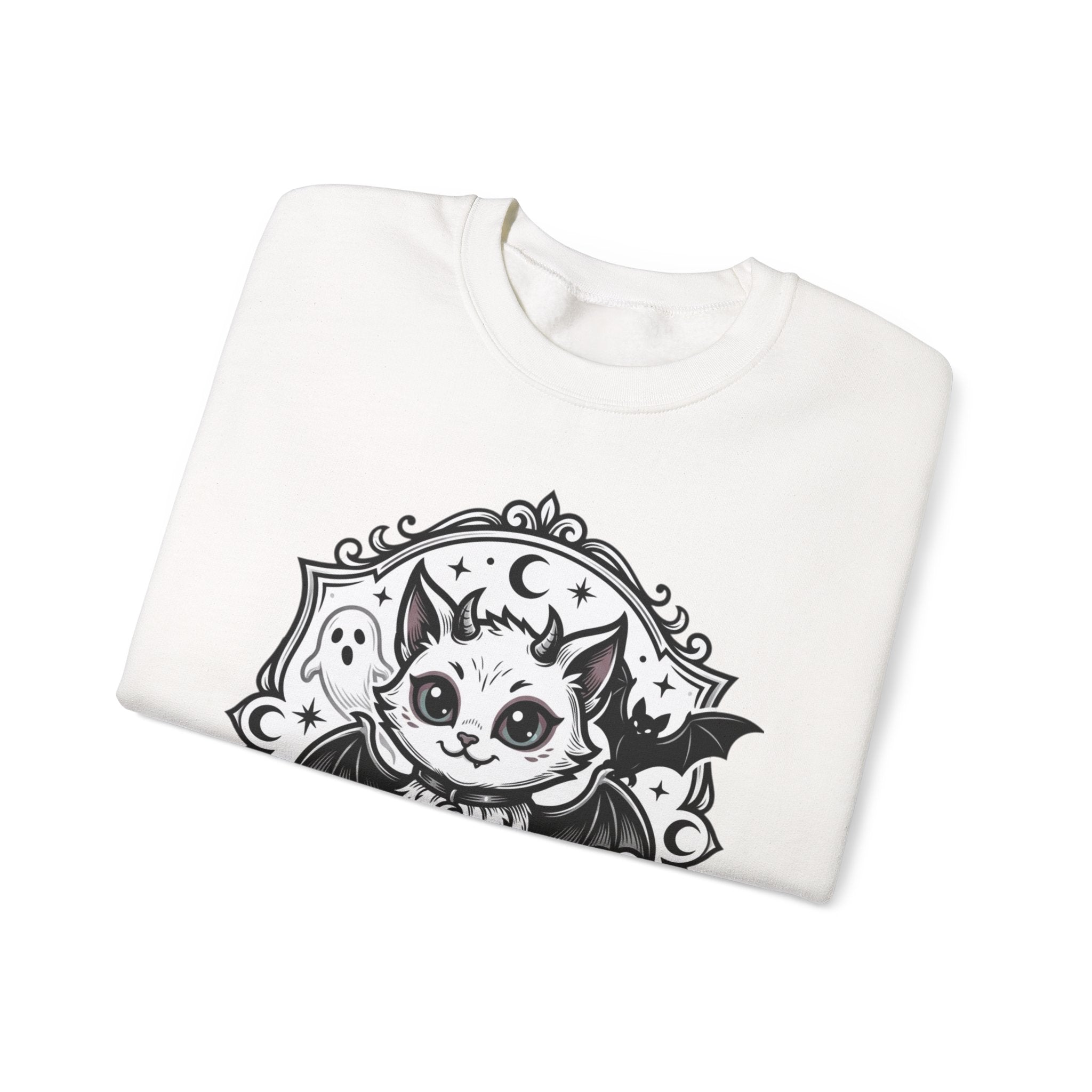 Spooky Cat Bat Crew Neck Sweatshirt
