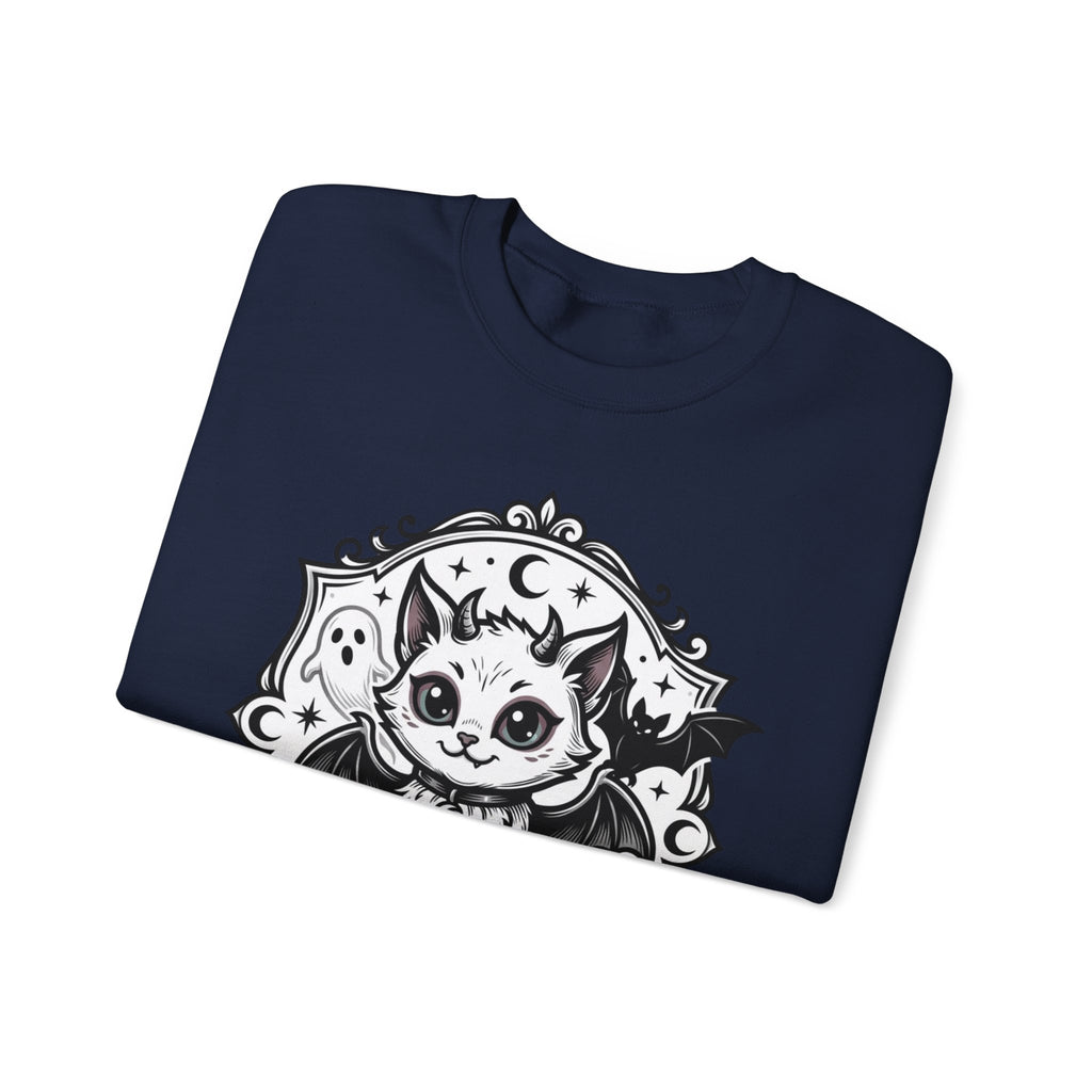 Spooky Cat Bat Crew Neck Sweatshirt