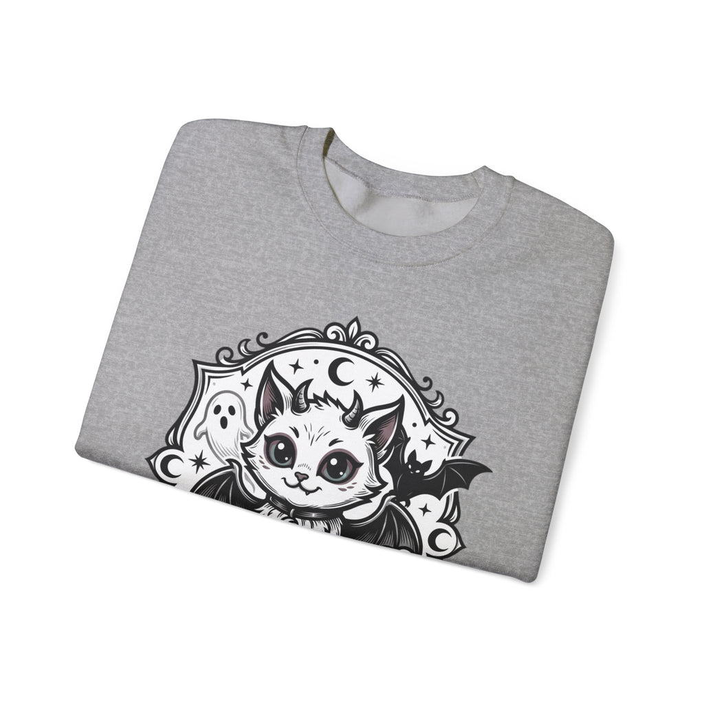 Spooky Cat Bat Crew Neck Sweatshirt