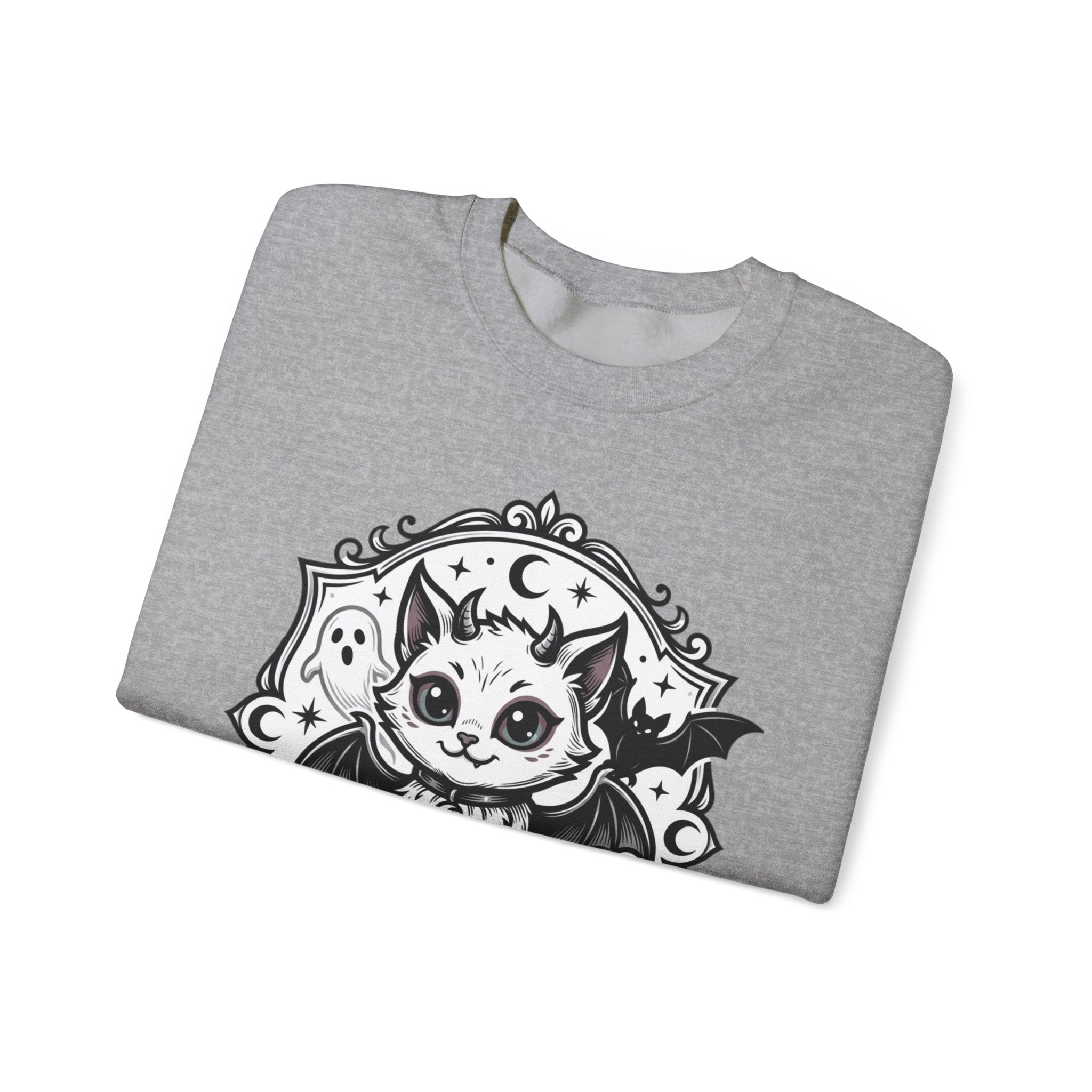 Spooky Cat Bat Crew Neck Sweatshirt