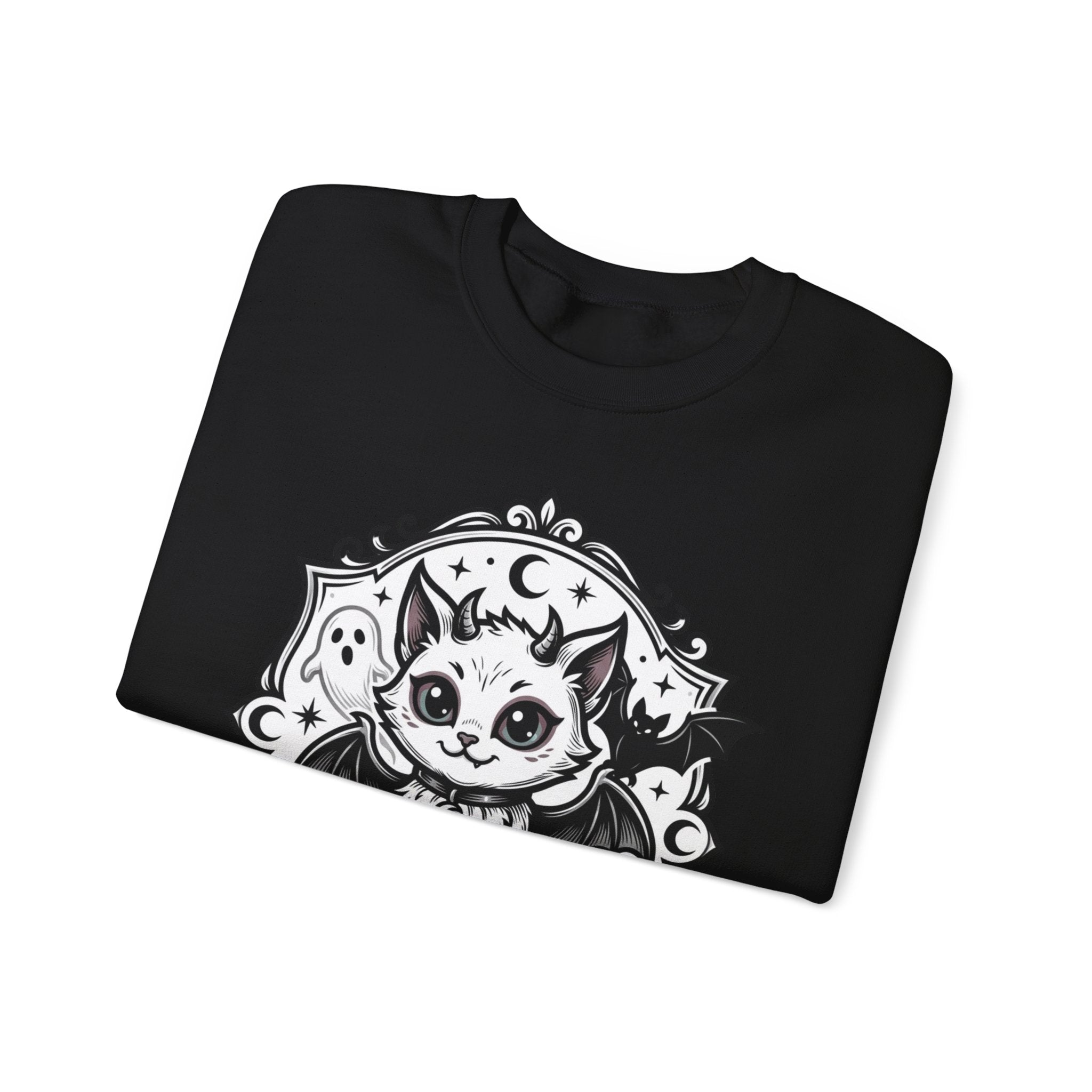 Spooky Cat Bat Crew Neck Sweatshirt
