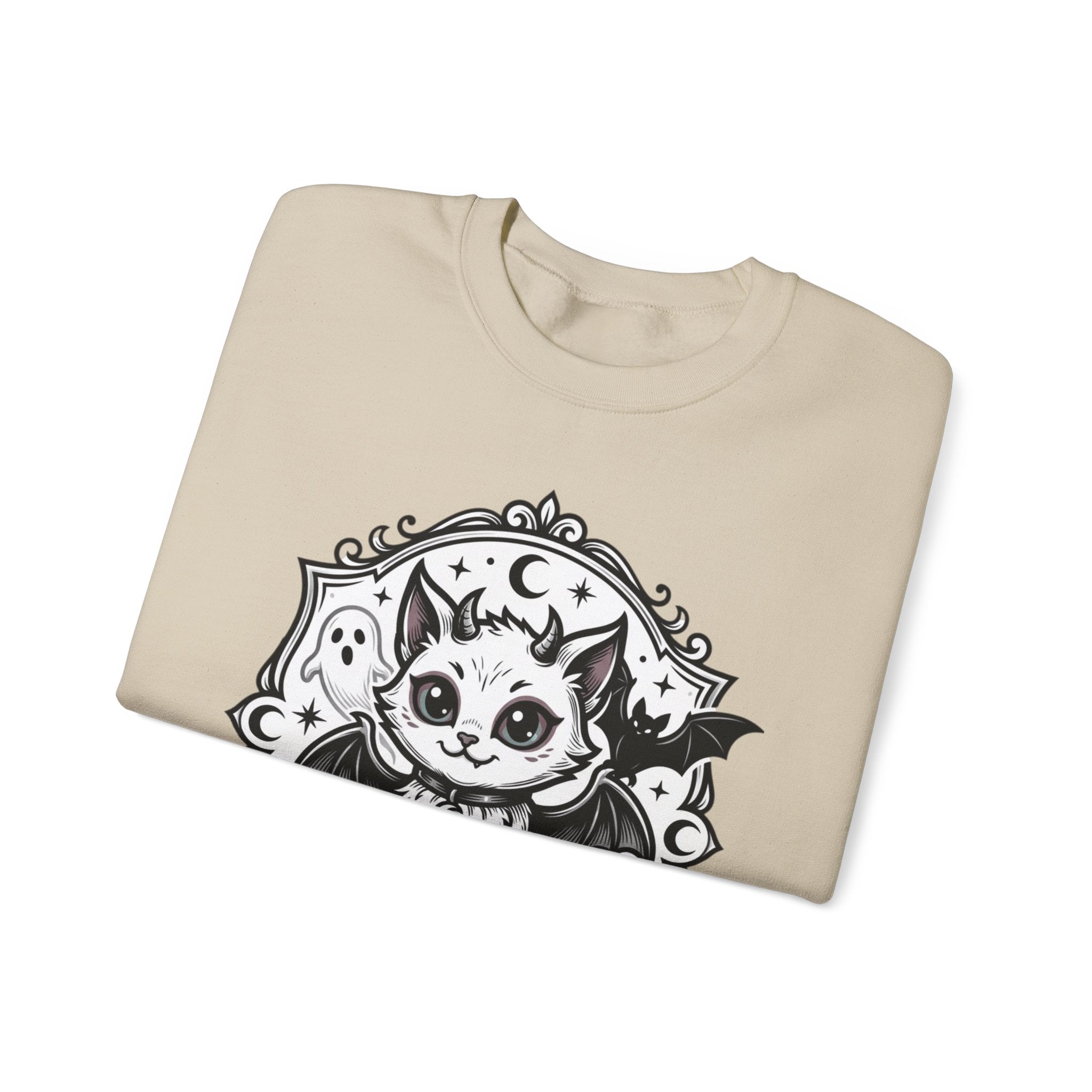 Spooky Cat Bat Crew Neck Sweatshirt